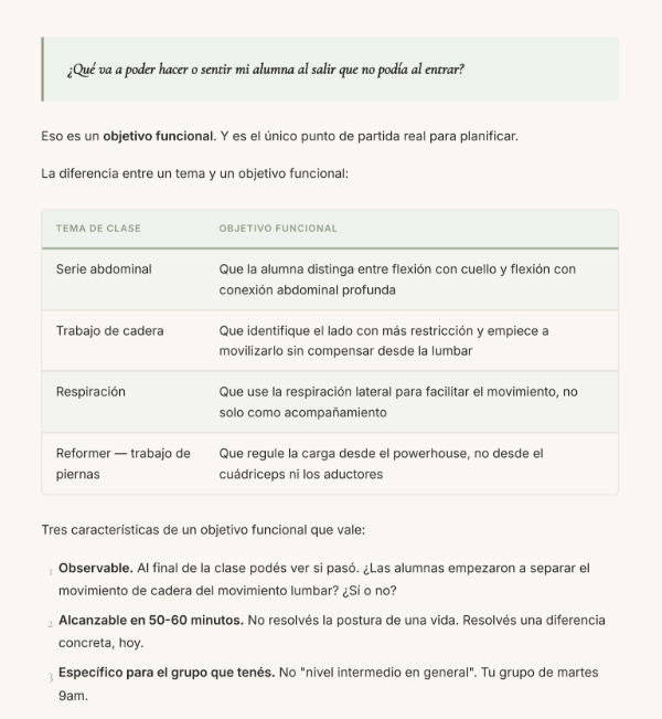 Tema de clase vs objetivo funcional